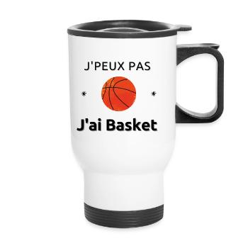 J'peux pas j'ai basket - Tasse isotherme avec poignée - blanc - Devant
