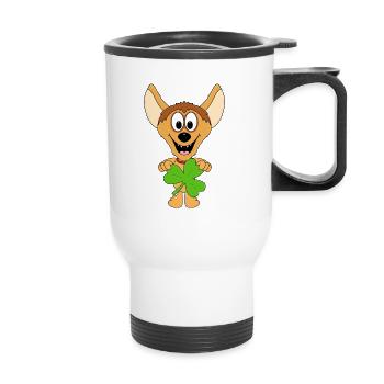 HYÄNE - KLEE - KLEEBLATT - TIER - KINDER - BABY - Thermobecher mit Tragegriff - Weiß - Vorne