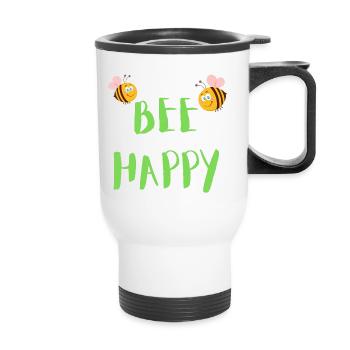 Bee Happy - Enjoy Life - Thermal mug with handle - white - Front