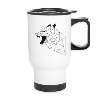 Geometrischer Wolf - Thermobecher mit Tragegriff - Weiß - Vorne