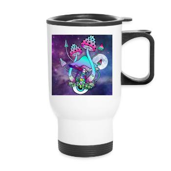 Magic Mushrooms Psychedelic Mushroom Art - Thermal mug with handle - white - Front
