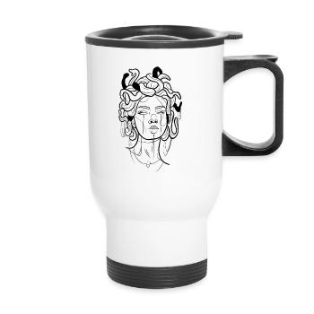 Medusa Zeichnungslinie Kunst - Thermobecher mit Tragegriff - Weiß - Vorne