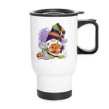 Halloween-Wichtel - Thermobecher mit Tragegriff - Weiß - Vorne
