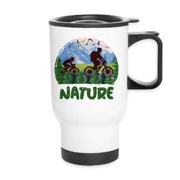 Nature Cycliste Montagnes Sauvage - Tasse isotherme avec poignée - blanc - Devant