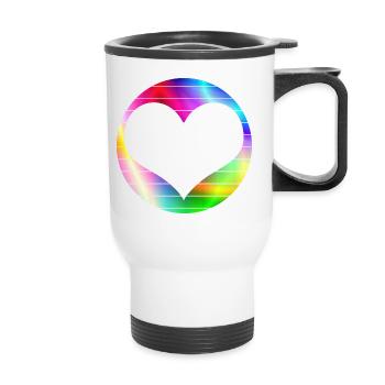 Rainbow Heart Love LGBT - Tasse isotherme avec poignée - blanc - Devant