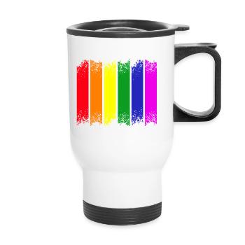 Fierté à rayures arc-en-ciel - Tasse isotherme avec poignée - blanc - Devant