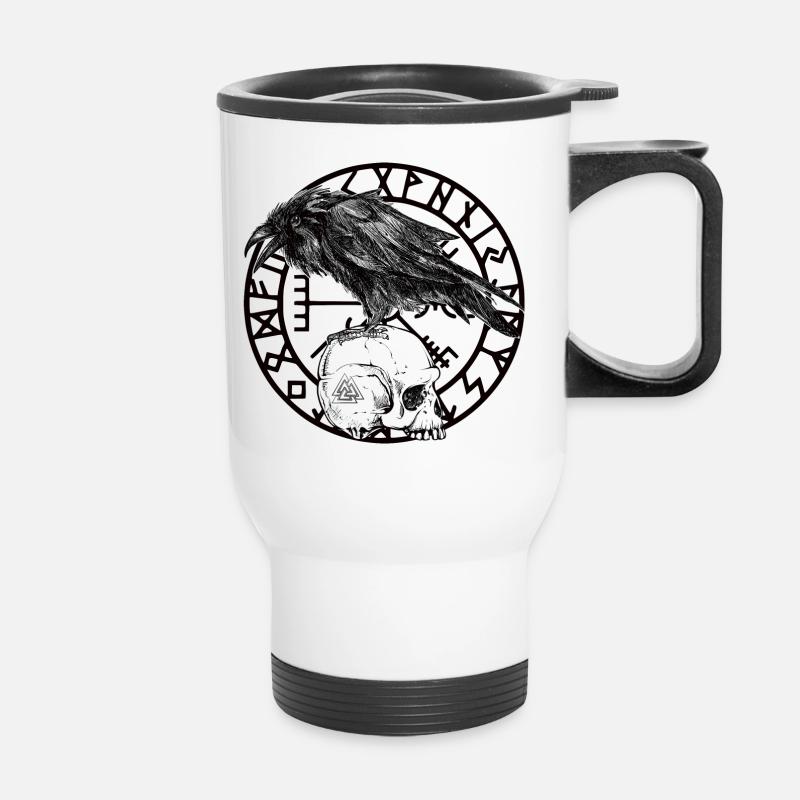 Skull Vegvisir - Thermobecher mit Tragegriff - Weiß