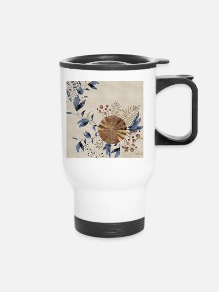 Blau Art Deco 1 - Thermobecher mit Tragegriff - Weiß