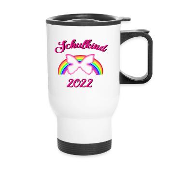 Schulkind 2022, Einschulung, Erstklässler, Klasse - Thermobecher mit Tragegriff - Weiß - Vorne