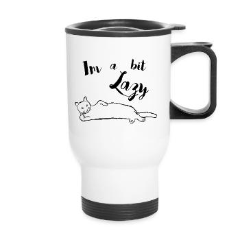 Lazy_Cat - Thermal mug with handle - white - Front