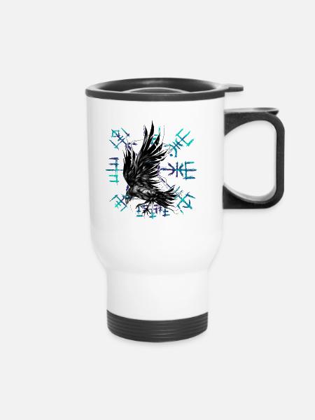 Müllrabe Wikinger Vegvisir - Thermobecher mit Tragegriff - Weiß