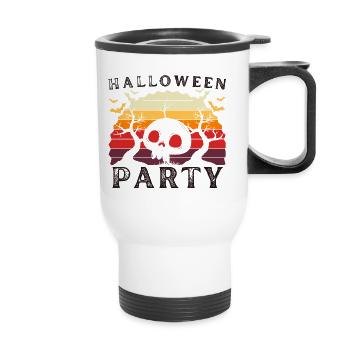 Halloween-Party - Thermobecher mit Tragegriff - Weiß - Vorne