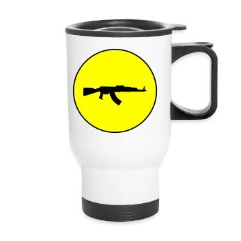 Rifle icon symbol - Thermal mug with handle - white - Front
