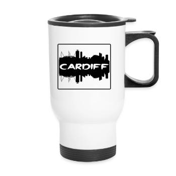 Cardiff Wales Skyline Silhouette Reisesouvenir - Thermobecher mit Tragegriff - Weiß - Vorne