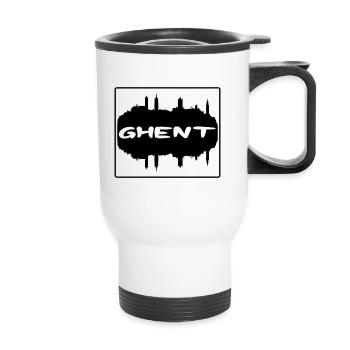 Ghent Belgium Skyline Silhouette Travel Souvenir - Thermal mug with handle - white - Front