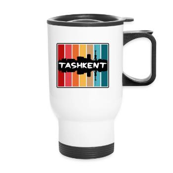 Tachkent Ouzbékistan Skyline Silhouette Souv Voyage Souv - Tasse isotherme avec poignée - blanc - Devant