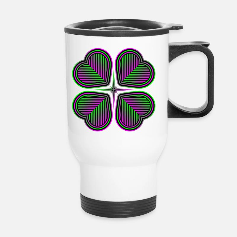 Trèfle à quatre feuilles de coeurs - 2 - Tasse isotherme avec poignée - blanc