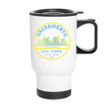 Sacramento Skyline Vintage Badge – California - Thermal mug with handle - white - Front