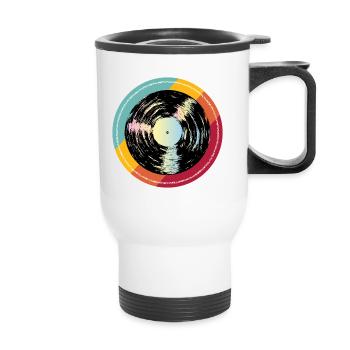 Disque de musique rétro - Tasse isotherme avec poignée - blanc - Devant