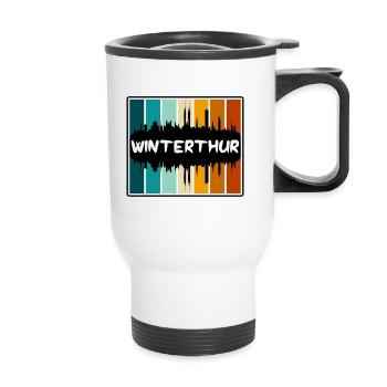 Winterthur Switzerland Skyline Silhouette Travel S - Thermal mug with handle - white - Front