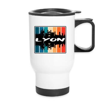 Lyon France Skyline Silhouette Voyage Souvenir - Tasse isotherme avec poignée - blanc - Devant