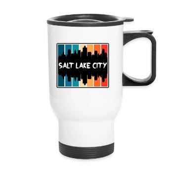 Salt Lake City Utah États-Unis Skyline Silhouette Voyage - Tasse isotherme avec poignée - blanc - Devant