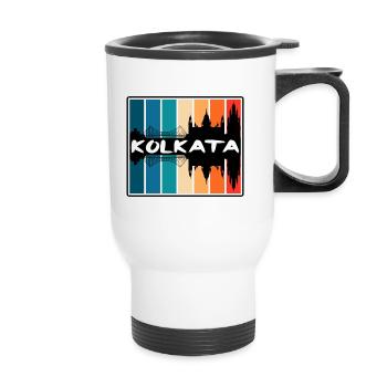 Kolkata Inde Skyline Silhouette Souvenir de voyage - Tasse isotherme avec poignée - blanc - Devant