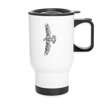 Corbeau nordique dotwork - Tasse isotherme avec poignée - blanc - Devant
