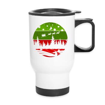 Christmas Pattern - Vintage Christmas Red and Green Trees - Thermal mug with handle - white - Front