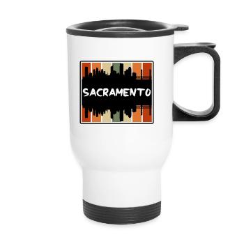 Sacramento California Usa Skyline Silhouette Trave - Thermal mug with handle - white - Front