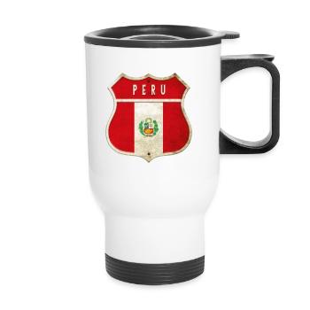 Peru coat of arms flag design - Thermal mug with handle - white - Front