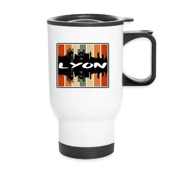 Lyon France Skyline Silhouette Voyage Souvenir - Tasse isotherme avec poignée - blanc - Devant