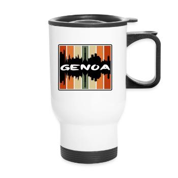 Gênes Italie Skyline Silhouette Souvenir de voyage - Tasse isotherme avec poignée - blanc - Devant