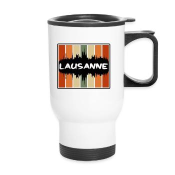 Lausanne Switzerland Skyline Silhouette Travel Sou - Thermal mug with handle - white - Front