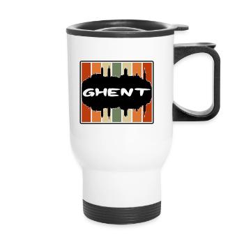 Ghent Belgium Skyline Silhouette Travel Souvenir - Thermal mug with handle - white - Front