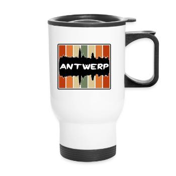 Anvers Belgique Skyline Silhouette Voyage Souvenir - Tasse isotherme avec poignée - blanc - Devant