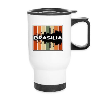 Brasilia Brazil Skyline Silhouette Travel Souvenir - Thermal mug with handle - white - Front