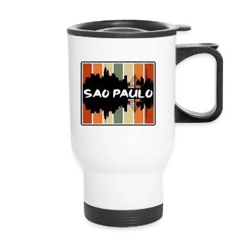Sao Paulo Brazil Skyline Silhouette Travel Souveni - Thermal mug with handle - white - Front