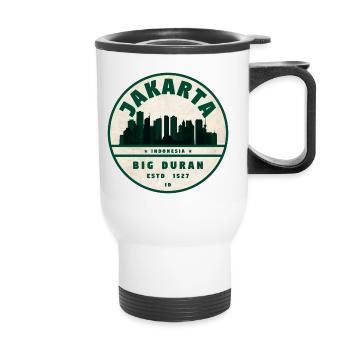 Jakarta Skyline Vintage Badge - Thermal mug with handle - white - Front