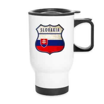 Slowakei Flaggen Wappen Design - Thermobecher mit Tragegriff - Weiß - Vorne