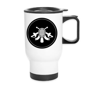 Fencing Mask Circle - Thermal mug with handle - white - Front