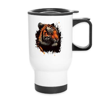 Tiger Head - Thermal mug with handle - white - Front