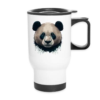 Sehr ernster Panda - Thermobecher mit Tragegriff - Weiß - Vorne
