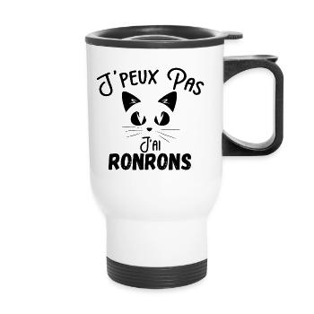 j peux pas j ai ronrons - Tasse isotherme avec poignée - blanc - Devant