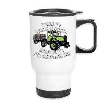 Unimog - Oldtimer - Offroad - 4x4 - MB Trac - Thermobecher mit Tragegriff - Weiß - Vorne