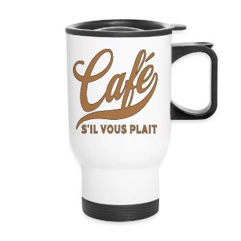 Café s' il vous plait humour café caféine cadeau - Tasse isotherme avec poignée - blanc - Devant
