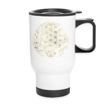Fleur de Vie en or - Tasse isotherme avec poignée - blanc - Devant