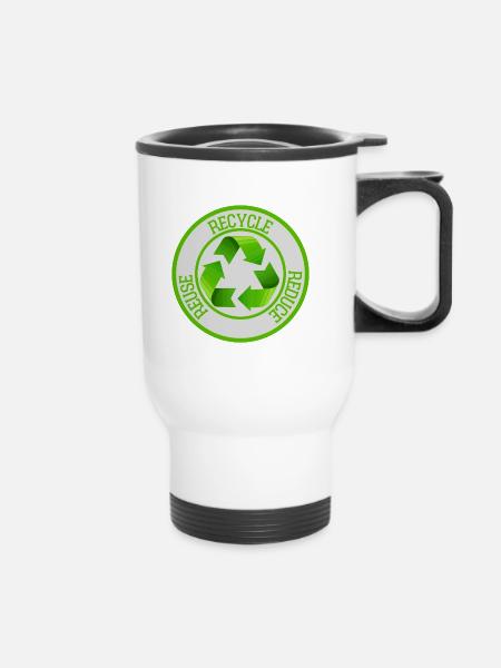 RECYCELN - Thermobecher mit Tragegriff - Weiß