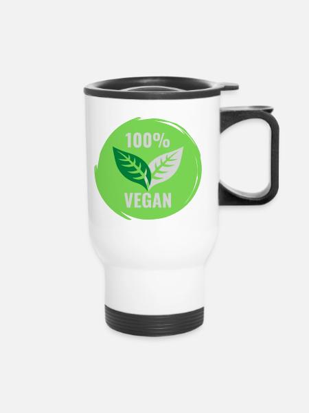 100% VEGAN - Thermobecher mit Tragegriff - Weiß