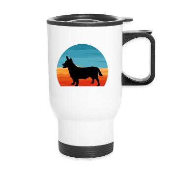 Lancashire Heeler Dog Love Silhouette Retro Sunset - Thermal mug with handle - white - Front